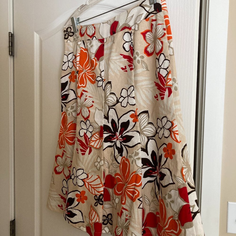 Vintage 90s Linen Fit and Flare Midi-Skirt NWOT - Size 6